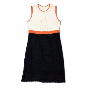 Pink Martini Color Block Lace Midi Cocktail Dress for Semi-Formal Occasion